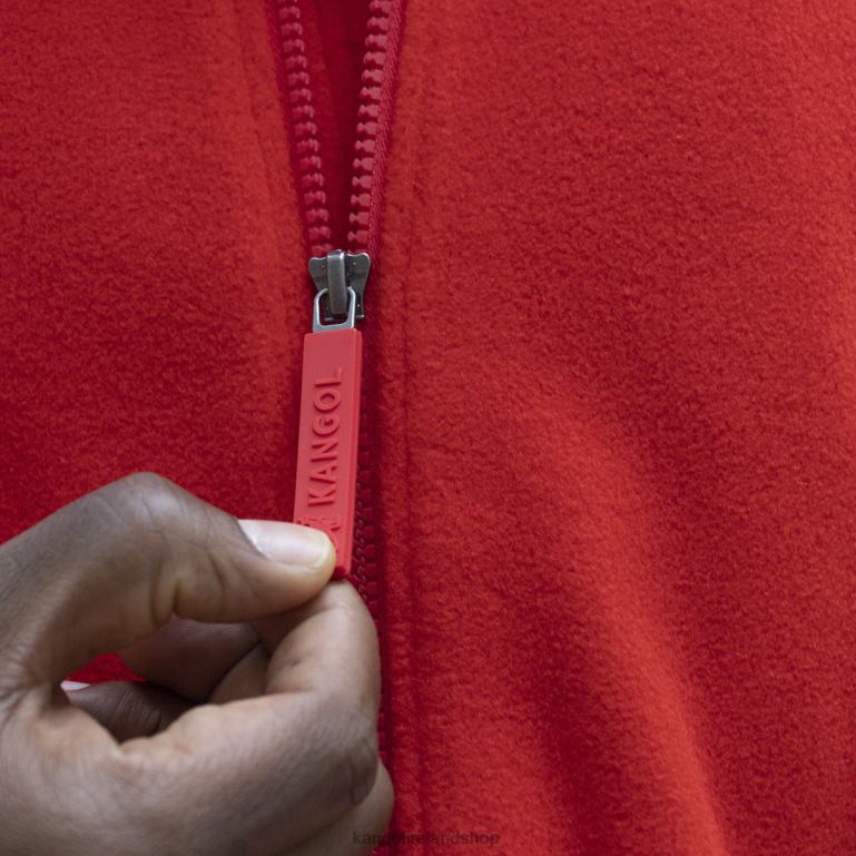 IE Kangol Zip Up Fleece Jacket Flame Scarlet Unisex Clothing 6B26V1233