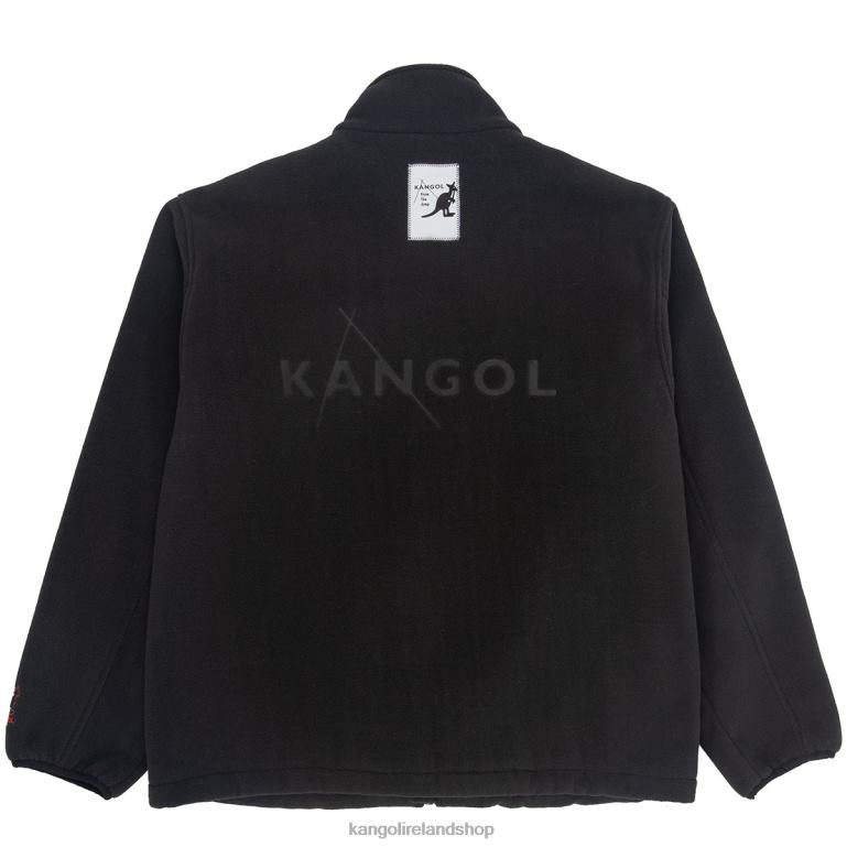 IE Kangol Zip Up Fleece Jacket Jet Black Unisex Clothing 6B26V1232