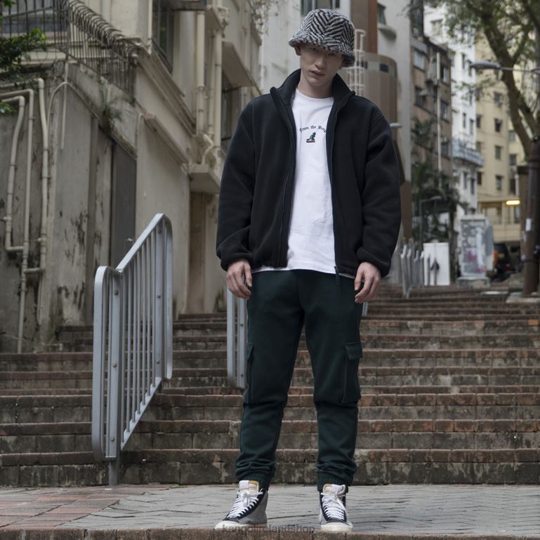 IE Kangol Zip Up Fleece Jacket Jet Black Unisex Clothing 6B26V1232