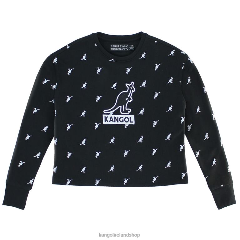 IE Kangol AOP Crop Popover Black Unisex Clothing 6B26V1090