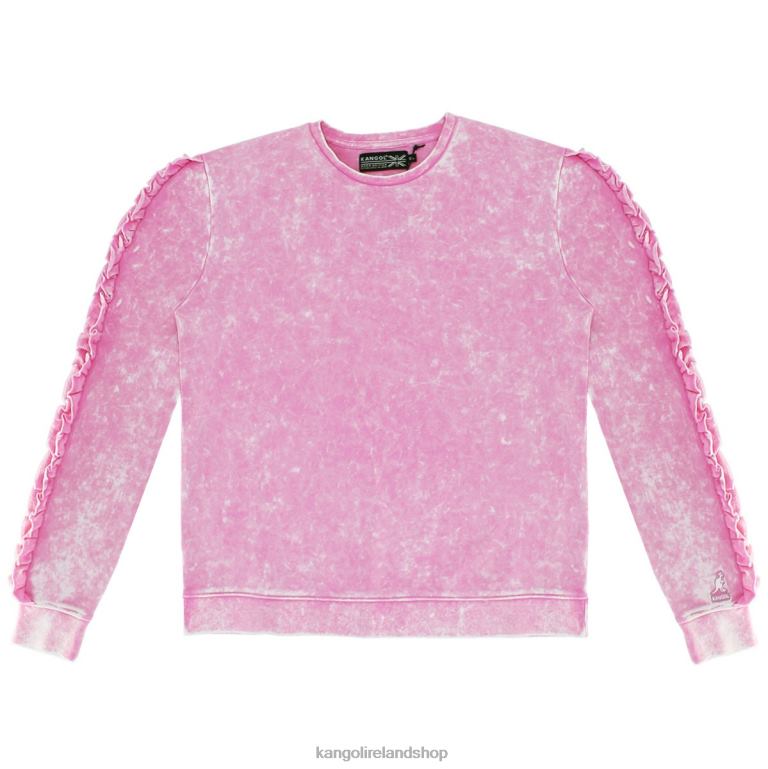 IE Kangol Acid Wash Ruffle Popover Black Beauty Women Clothing 6B26V1174