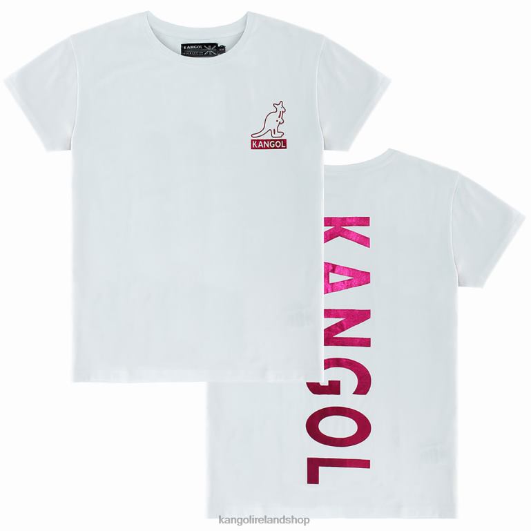 IE Kangol Foil Short Sleeve Tee White/Pink Unisex Clothing 6B26V1216