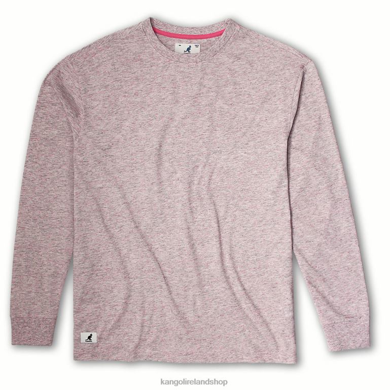 IE Kangol Linen Effect Long Sleeve Tee Pink Unisex Clothing 6B26V1239