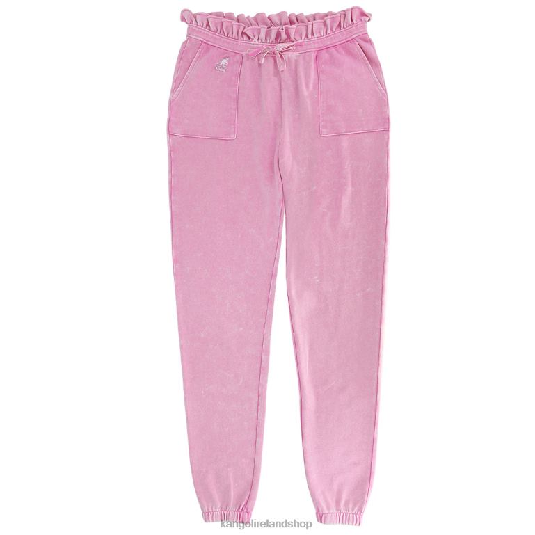 IE Kangol Acid Wash Ruffle Joggers Black Beauty Women Pants 6B26V1075