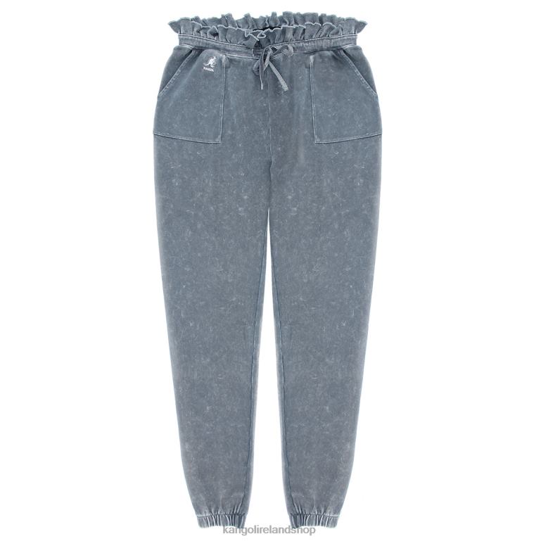 IE Kangol Acid Wash Ruffle Joggers Black Beauty Women Pants 6B26V1075