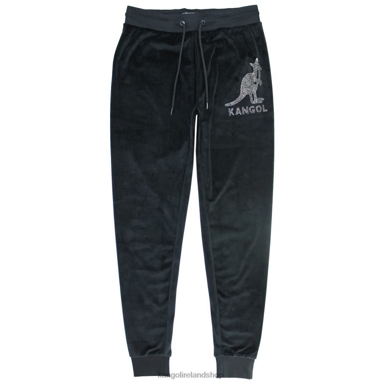 IE Kangol Velour Crystal Joggers Black Beauty Women Pants 6B26V1047